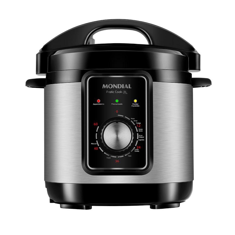 Panela De Pressão Elétrica Mondial Pratic Cook 3l Premium I Pe-47-3l-i Panela Elétrica De Pressão-220v-preto/inox - 1