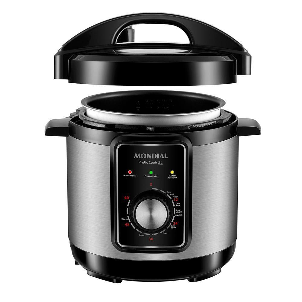 Panela De Pressão Elétrica Mondial Pratic Cook 3l Premium I Pe-47-3l-i Panela Elétrica De Pressão-220v-preto/inox - 4