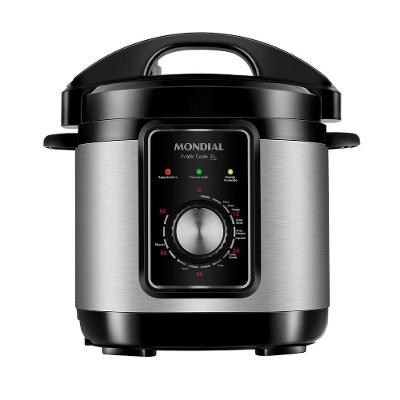 Panela De Pressão Elétrica Mondial 3L 220v preto/inox