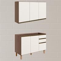 Armario Aereo Balcao Pia 120 Cm Mdf Kali Carvalho Toq Off White Cetim - 7