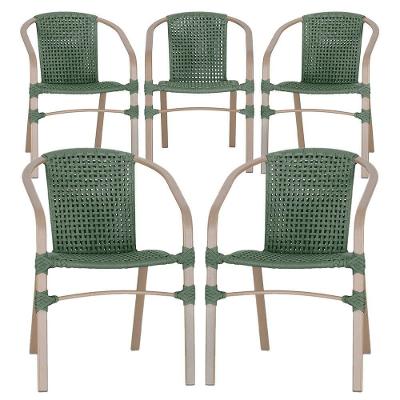 05 Cadeiras Floripa Aluminio Pintura Fendi Trama Original Verde