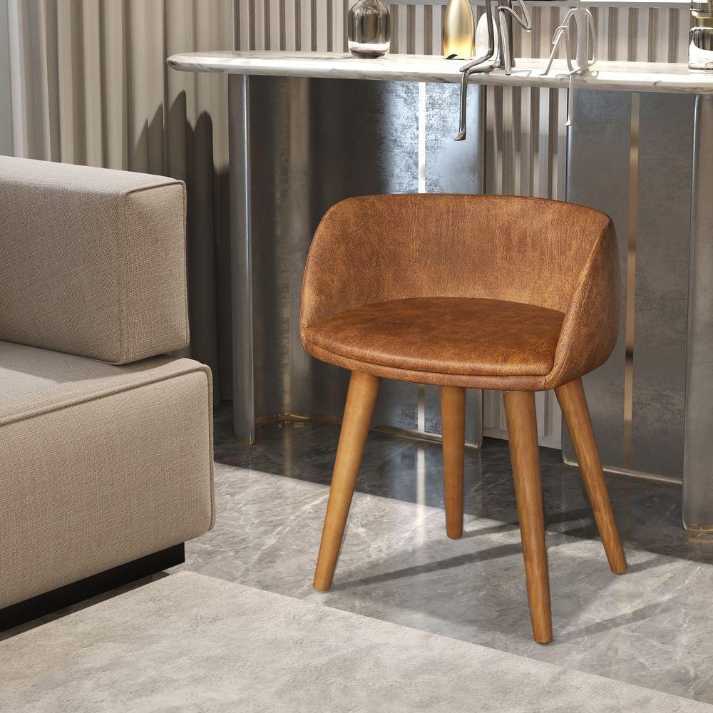 Penteadeira Camarim Com Espelho Led 5 Gavetas Banqueta Inclusa Courino Pé Madeira Preto - 6