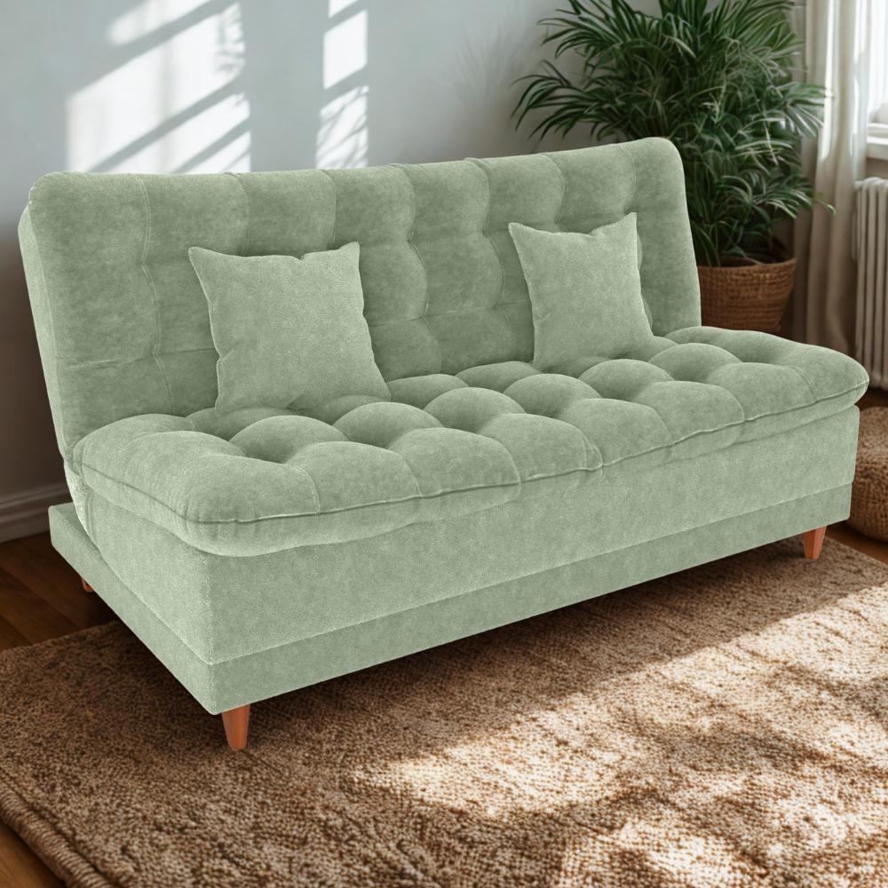 Sofa Cama 2 Lugares 185 Cm Duda Tecido Boucle F494 Oliva Milani Store Oliva - 2