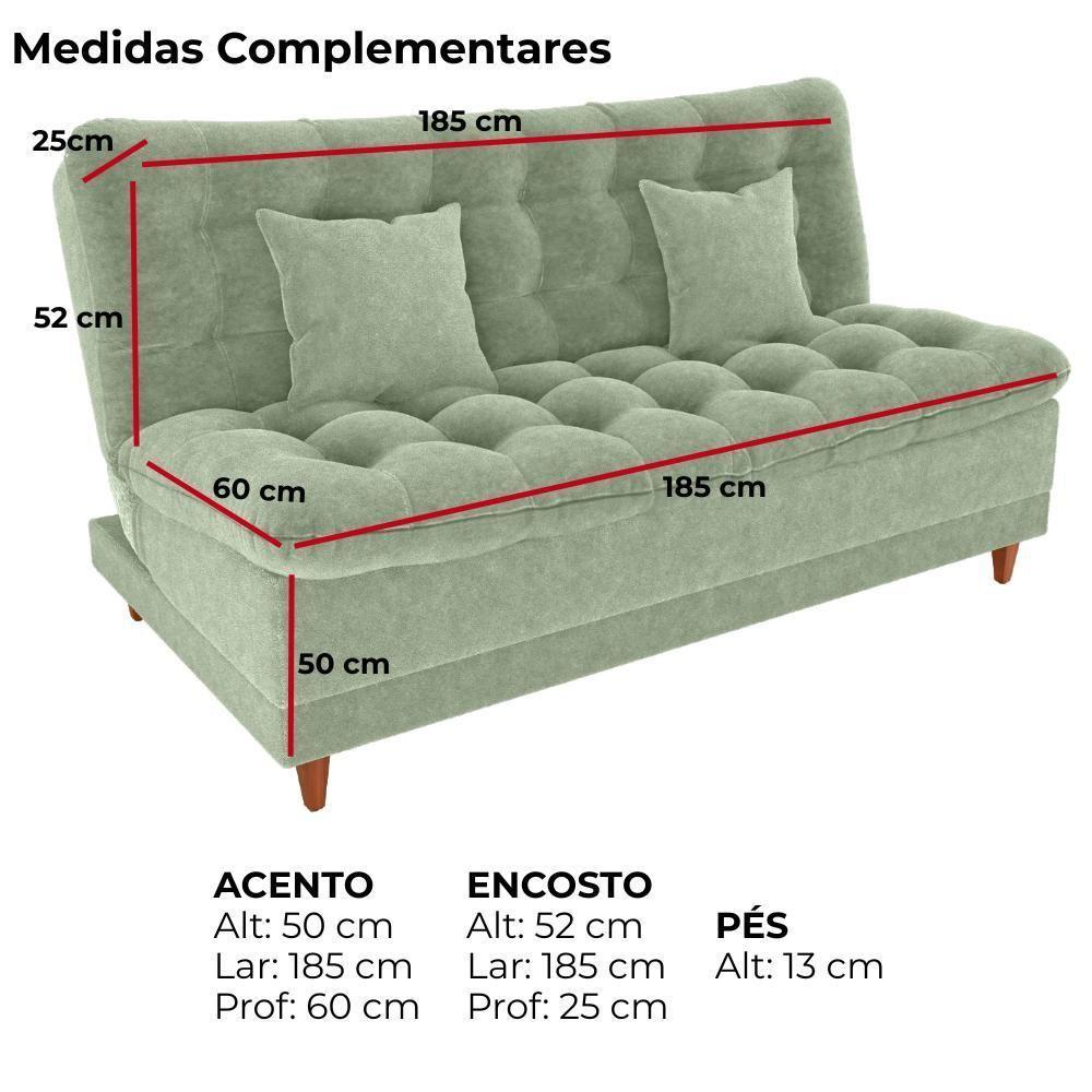 Sofa Cama 2 Lugares 185 Cm Duda Tecido Boucle F494 Oliva Milani Store Oliva - 4
