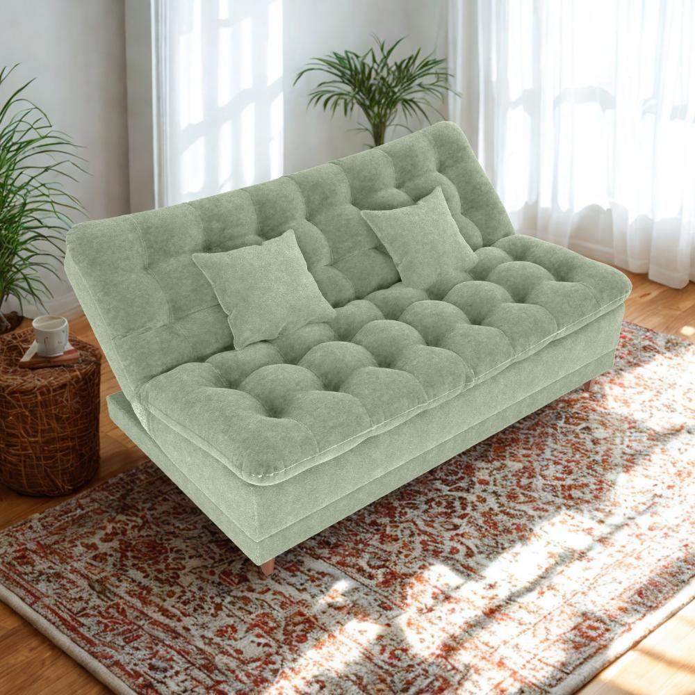 Sofa Cama 2 Lugares 185 Cm Duda Tecido Boucle F494 Oliva Milani Store Oliva - 8