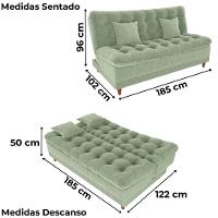 Sofa Cama 2 Lugares 185 Cm Duda Tecido Boucle F494 Oliva Milani Store Oliva - 3