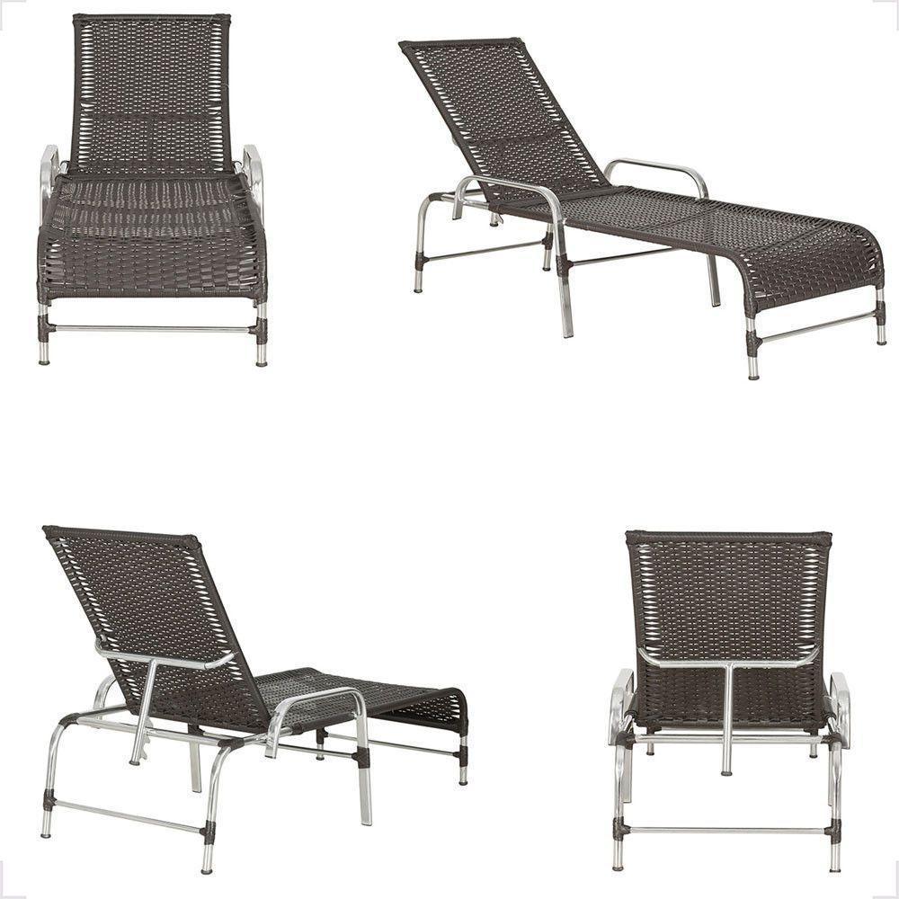 3 Espreguiçadeiras Reclinável Catar, Alumínio Polido E Fibra Tabaco - 5