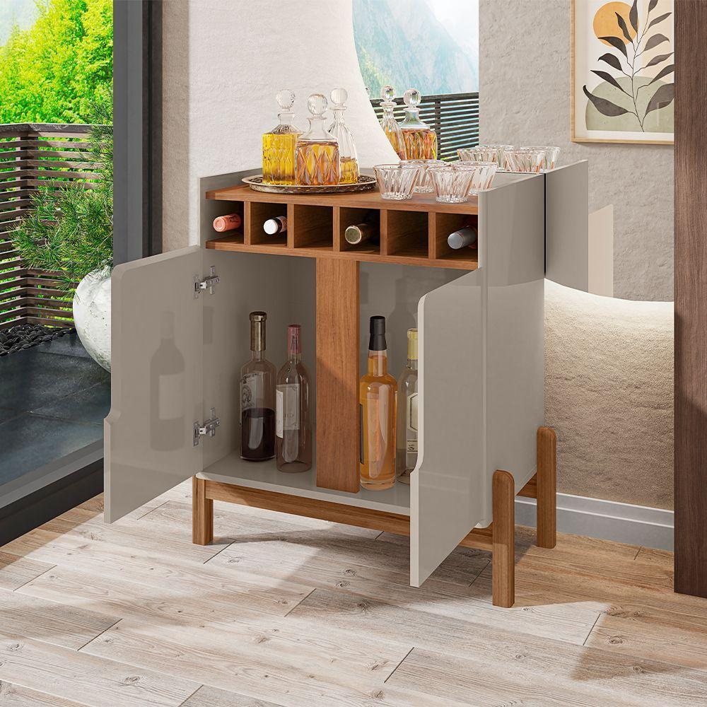 Aparador Bar Lizz Com Adega E 2 Portas 79cm Off-white/cedro - 4