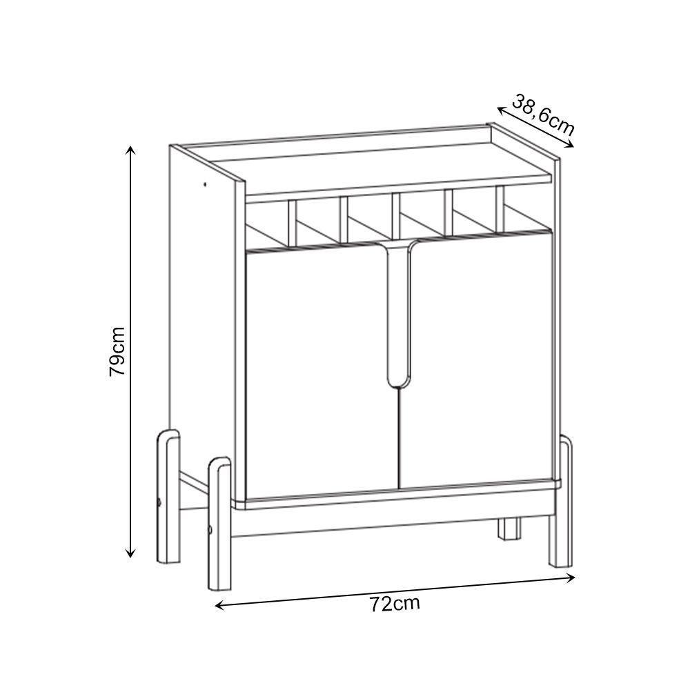 Aparador Bar Lizz Com Adega E 2 Portas 79cm Off-white/cedro - 5