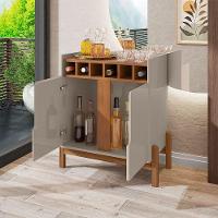 Aparador Bar Lizz Com Adega E 2 Portas 79cm Off-white/cedro