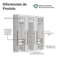 Guarda-roupa Casal 6 Portas Batentes Netuno Madesa Branco/rustic
