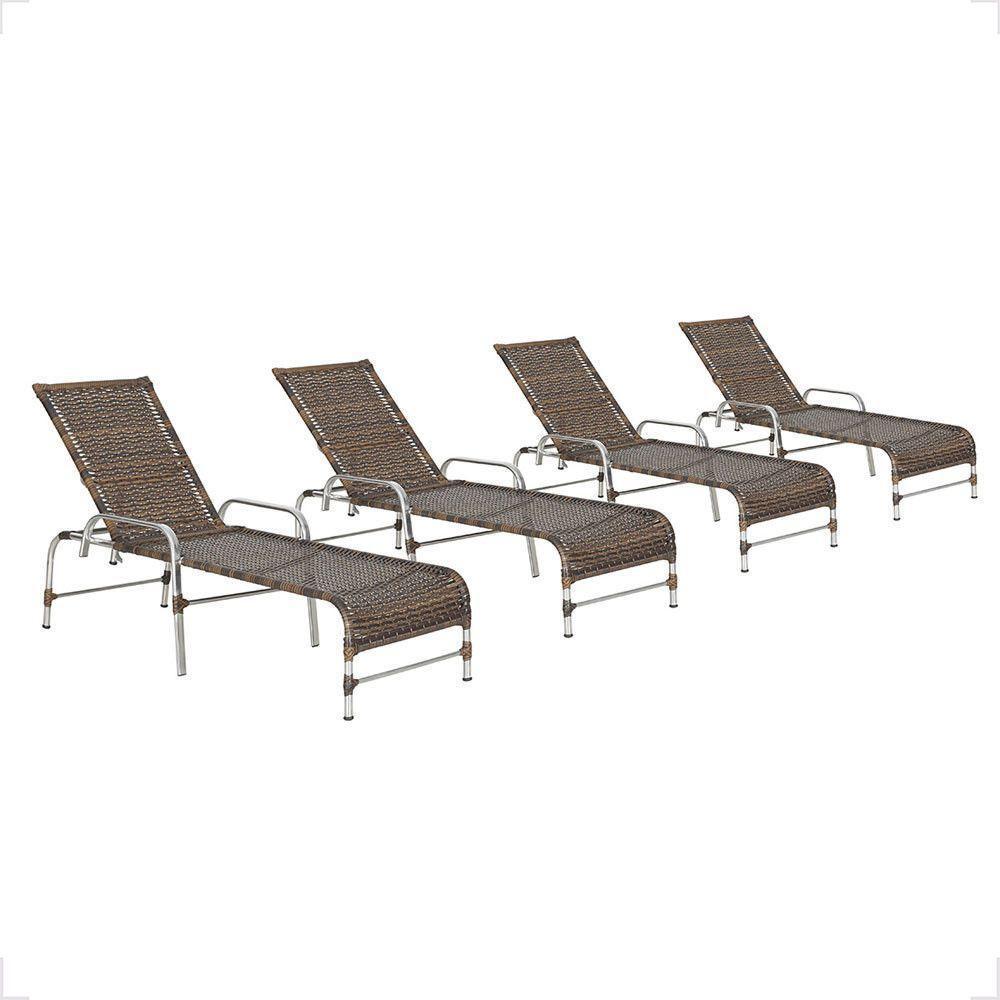 4 Espreguiçadeiras Reclinável Catar, Alumínio Polido E Fibra Argila - 1