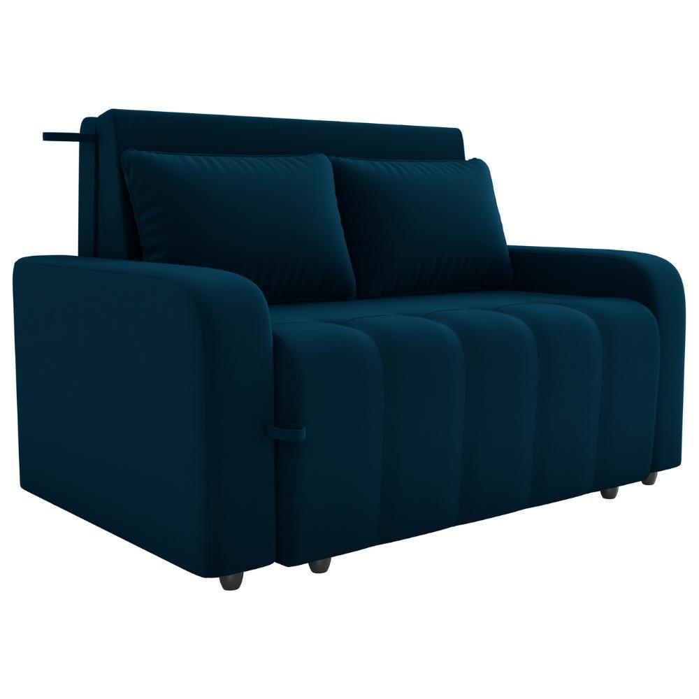 Sofa Cama 2 Lugares 138 Cm Amora New Veludo E433 Azul Milani Store Azul - 1