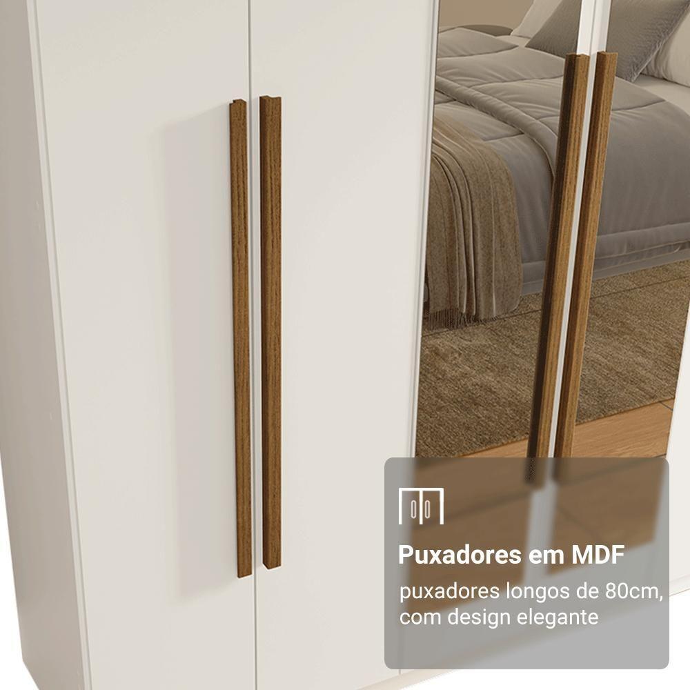 Guarda-roupa Casal 6 Portas Batentes Com Espelho Saturno Madesa Branco/rustic - 6