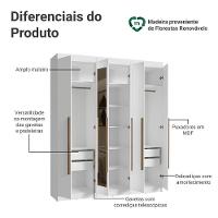 Guarda-roupa Casal 6 Portas Batentes Com Espelho Saturno Madesa Branco/rustic