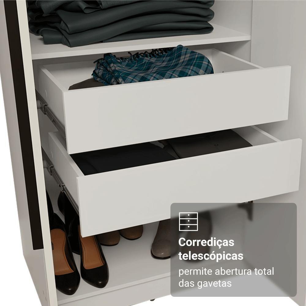 Guarda-roupa Casal 8 Portas Batentes Com Espelho Venus Madesa Branco/preto - 7