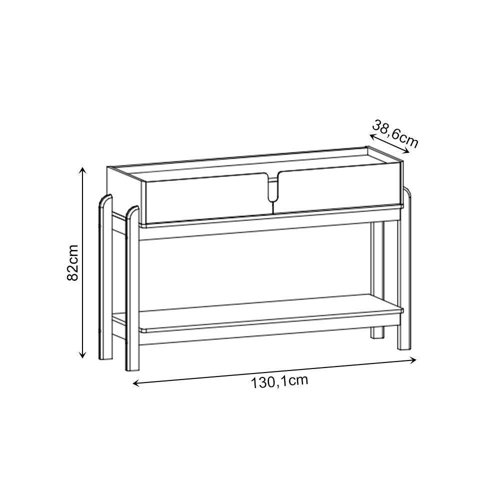 Aparador Buffet Lizz Com 2 Gavetas 1,30 Off-white/cedro - 3