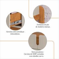 Aparador Buffet Lizz Com 2 Gavetas 1,30 Off-white/cedro - 6