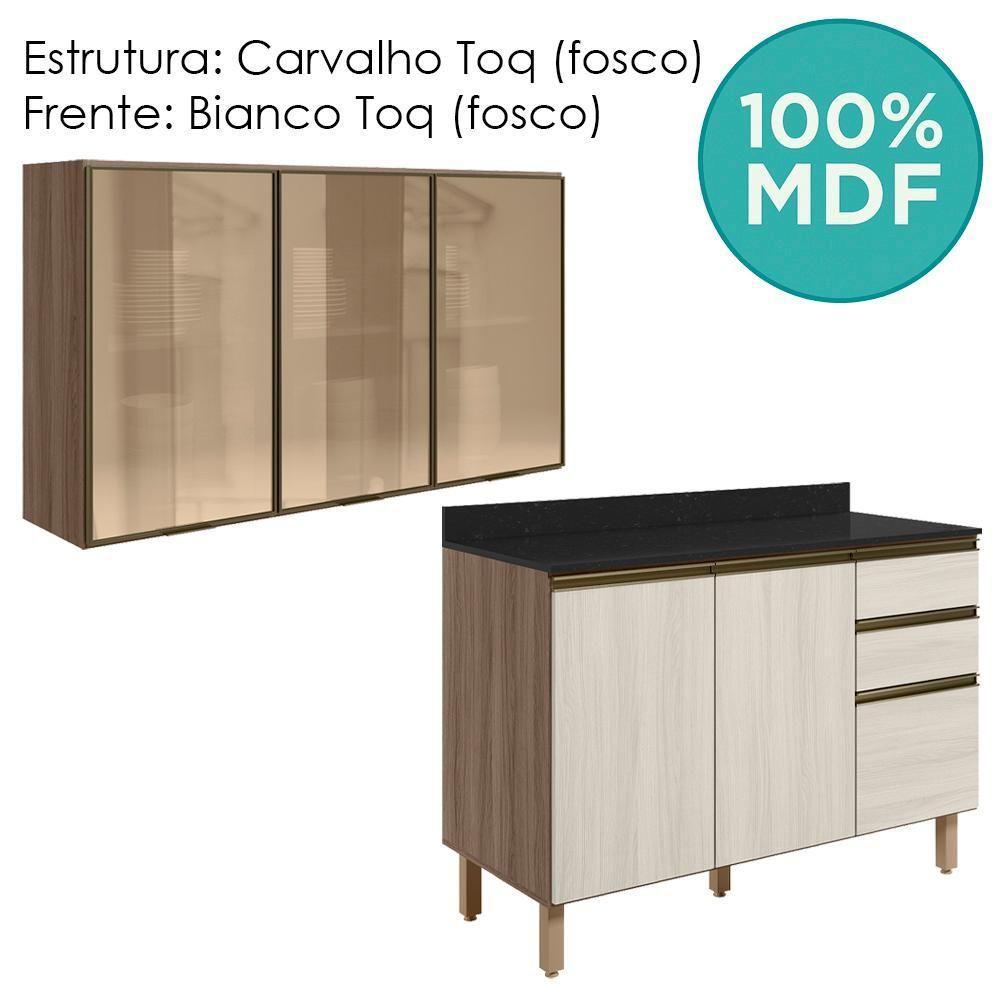 Armario Aereo Vidro Balcao Tampo Mdf Kali Carvalho Toq Bianco Toq Nicioli - 5