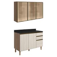 Armario Aereo Vidro Balcao Tampo Mdf Kali Carvalho Toq Bianco Toq Nicioli - 1