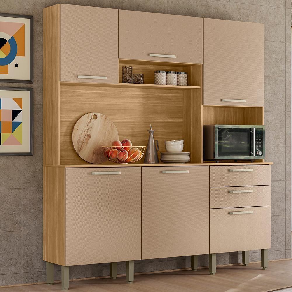 Cozinha Compacta 6p 2g 180 Cm Ferrara Freijo Vanilla Ktp Freijo Vanilla - 2