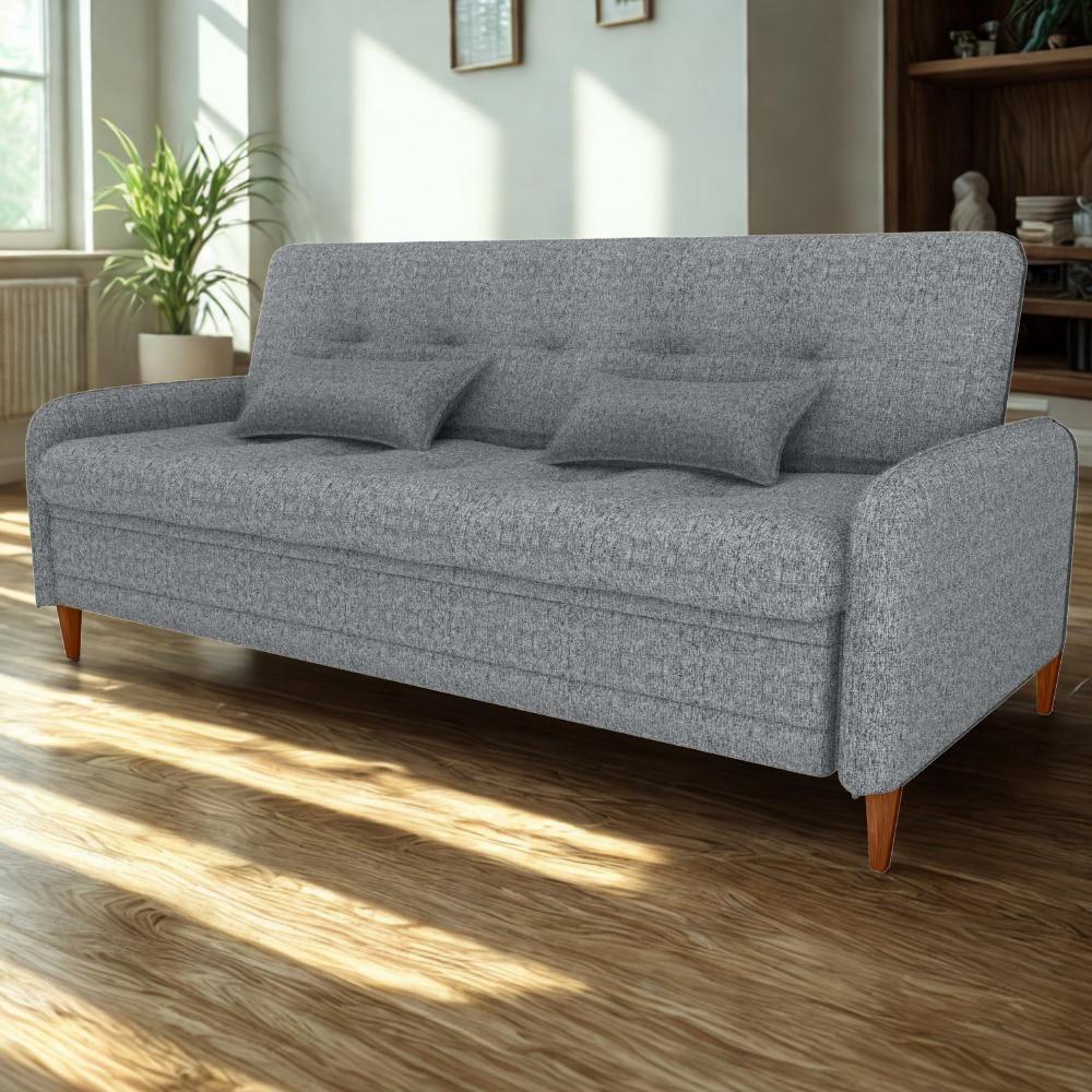 Sofa Cama 2 Lugares 206 Cm Donna Linho Vancouver E487 Cinza Milani Store Cinza - 2
