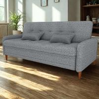 Sofa Cama 2 Lugares 206 Cm Donna Linho Vancouver E487 Cinza Milani Store Cinza - 2