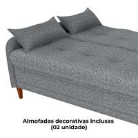Sofa Cama 2 Lugares 206 Cm Donna Linho Vancouver E487 Cinza Milani Store Cinza - 5