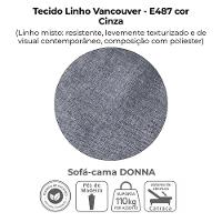 Sofa Cama 2 Lugares 206 Cm Donna Linho Vancouver E487 Cinza Milani Store Cinza - 7