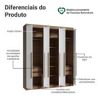 Guarda-roupa Casal 6 Portas Batentes Netuno Madesa Rustic/branco
