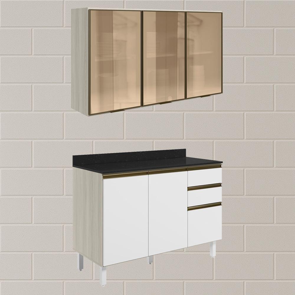 Armario Aereo Vidro Balcao Tampo Mdf Kali Bianco Toq Branco Uv Nicioli - 2