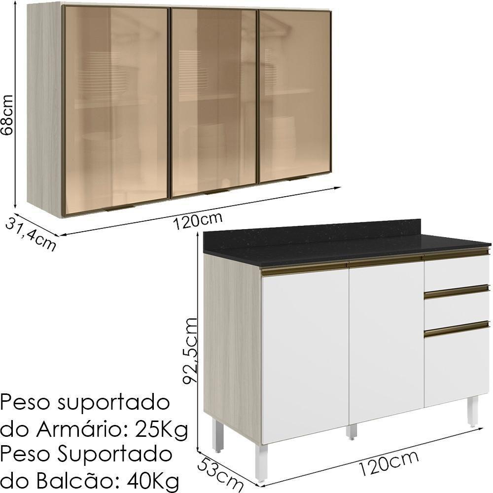 Armario Aereo Vidro Balcao Tampo Mdf Kali Bianco Toq Branco Uv Nicioli - 3