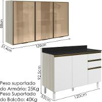 Armario Aereo Vidro Balcao Tampo Mdf Kali Bianco Toq Branco Uv Nicioli - 3