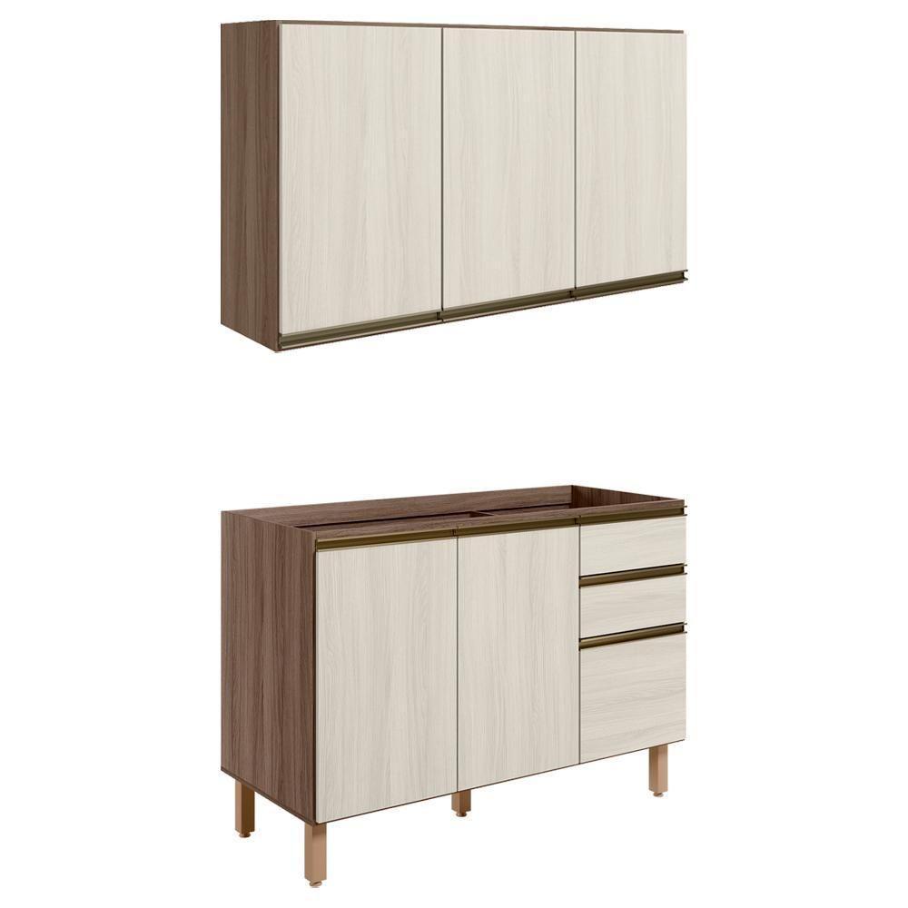 Armario Aereo Balcao Pia 120 Cm Mdf Kali Carvalho Toq Bianco - 1