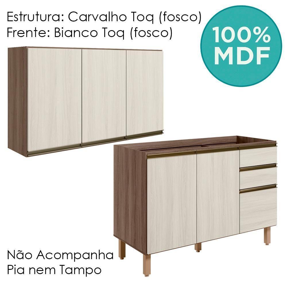 Armario Aereo Balcao Pia 120 Cm Mdf Kali Carvalho Toq Bianco - 4