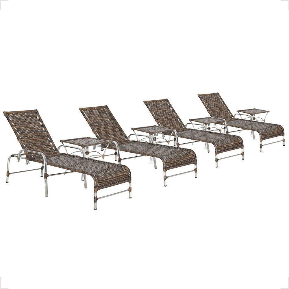 4 Espreguiçadeira Catar E 4 Mesa Garden Alumínio E Fibra Argila - 1