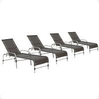 4 Espreguiçadeiras Reclinável Catar, Alumínio Polido E Fibra Tabaco - 1