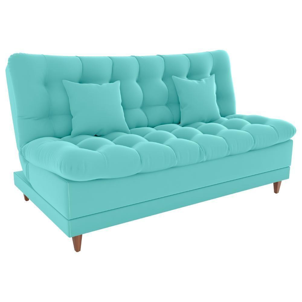 Sofa Cama 2 Lugares 185 Cm Duda Veludo Deluxe Sofistc Verde Milani Store Verde - 1