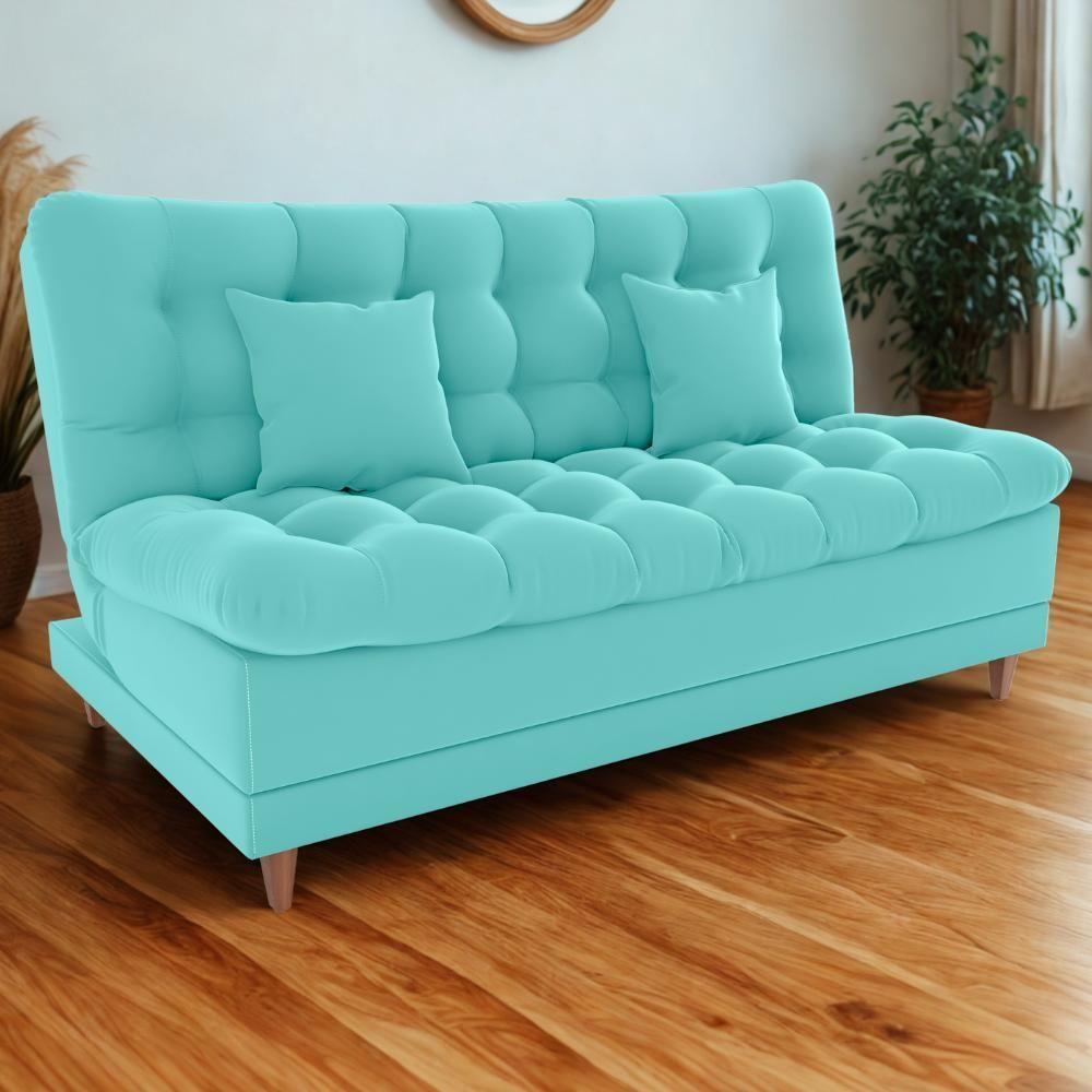 Sofa Cama 2 Lugares 185 Cm Duda Veludo Deluxe Sofistc Verde Milani Store Verde - 2