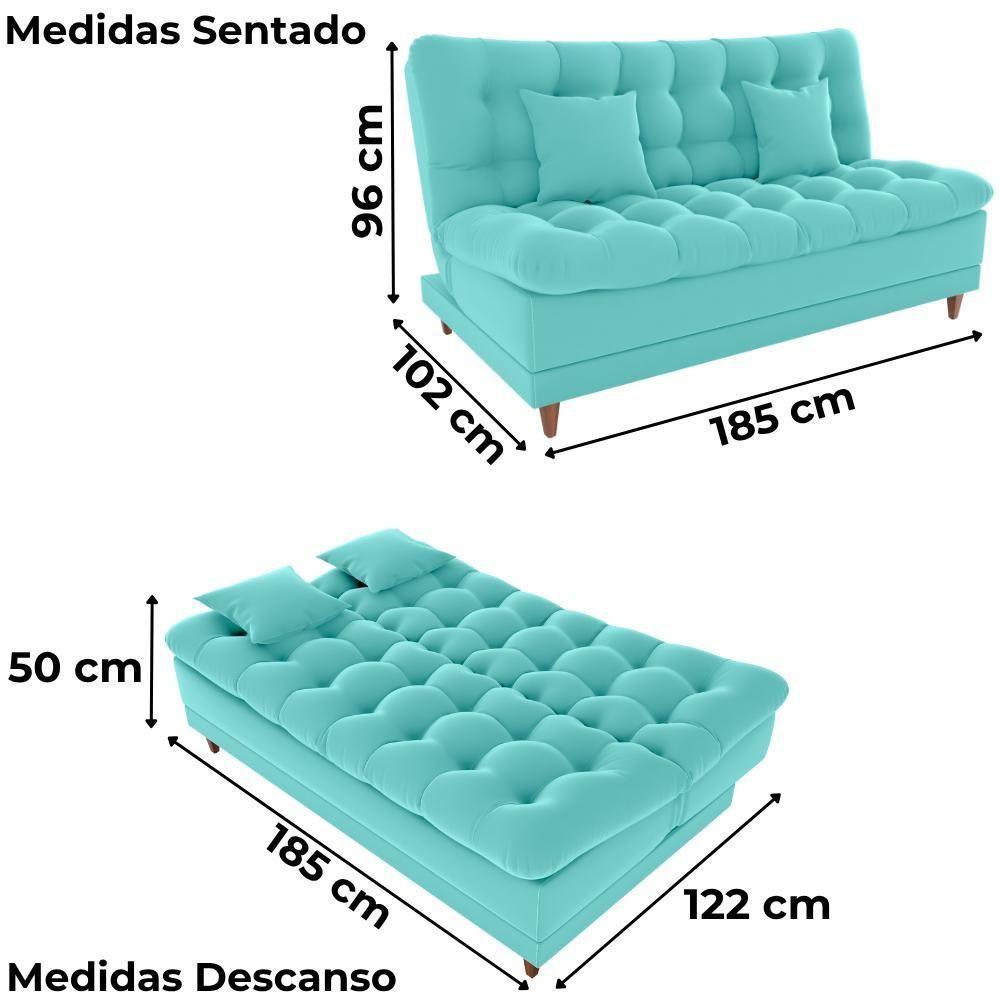 Sofa Cama 2 Lugares 185 Cm Duda Veludo Deluxe Sofistc Verde Milani Store Verde - 3