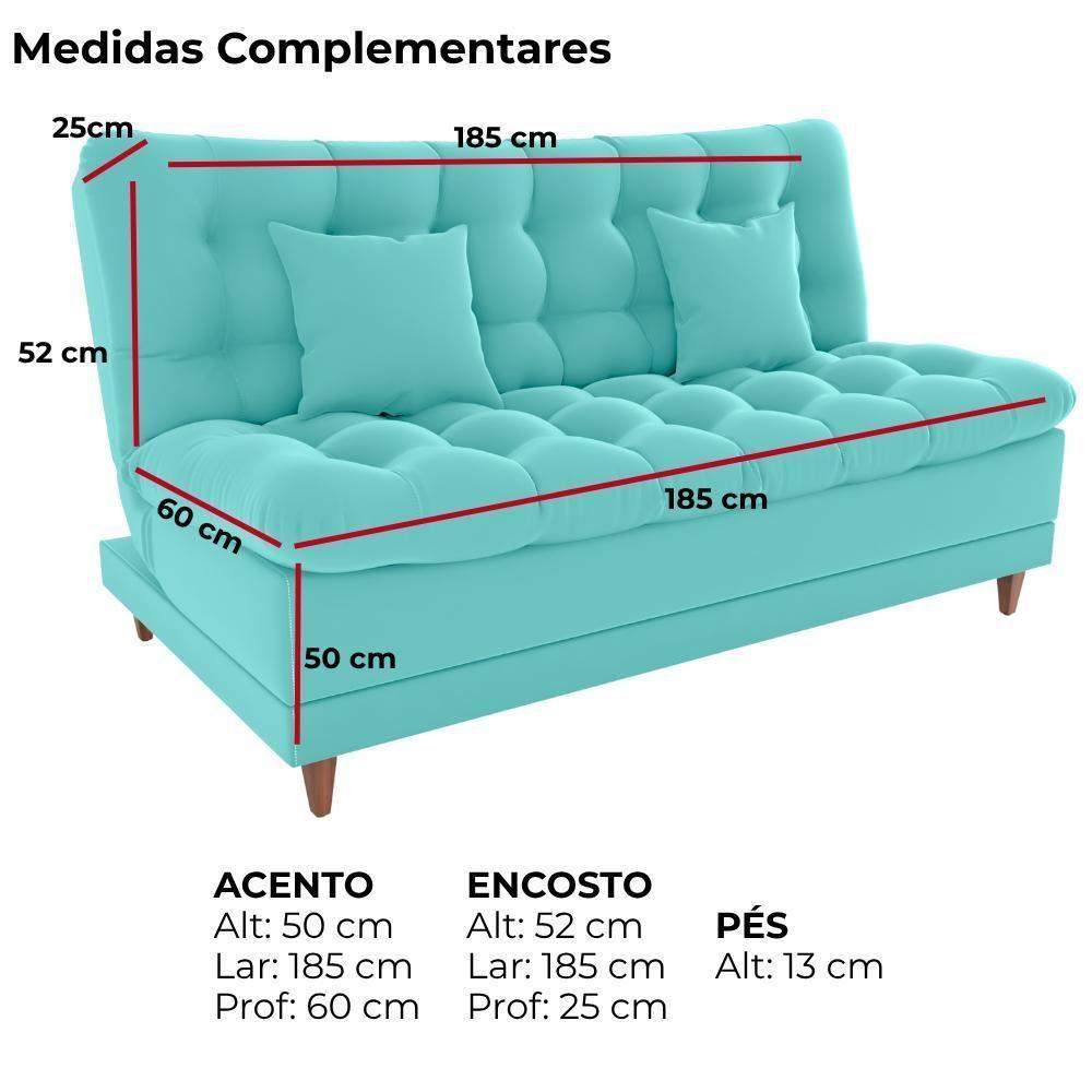 Sofa Cama 2 Lugares 185 Cm Duda Veludo Deluxe Sofistc Verde Milani Store Verde - 4