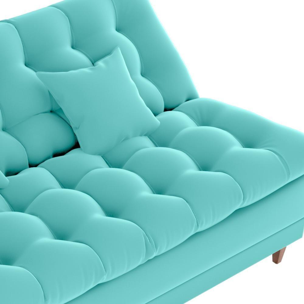 Sofa Cama 2 Lugares 185 Cm Duda Veludo Deluxe Sofistc Verde Milani Store Verde - 6