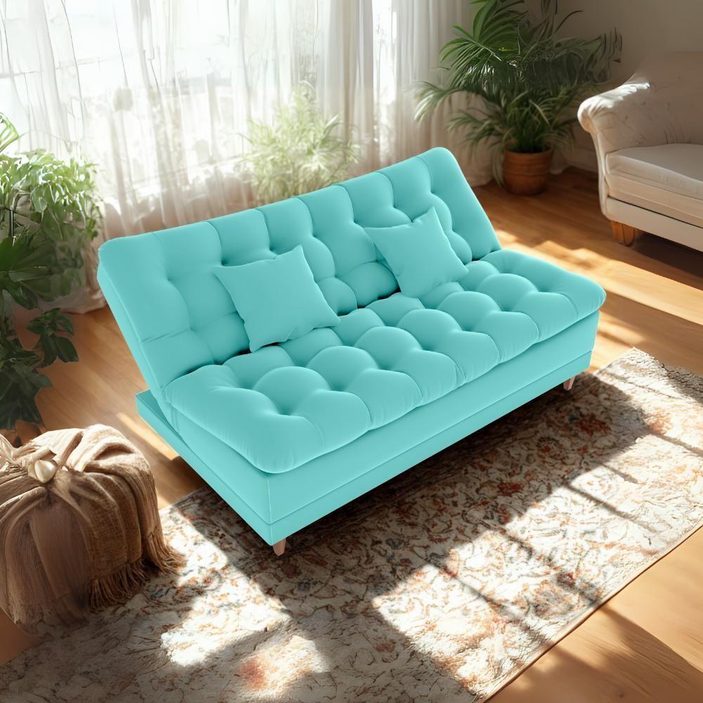 Sofa Cama 2 Lugares 185 Cm Duda Veludo Deluxe Sofistc Verde Milani Store Verde - 8