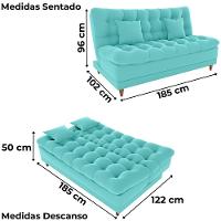 Sofa Cama 2 Lugares 185 Cm Duda Veludo Deluxe Sofistc Verde Milani Store Verde - 3