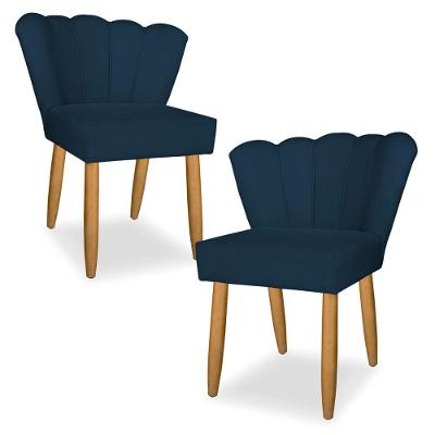 Kit 02 Cadeira Petala Para Sala Tv E Jantar - Leo Decor Azul Marinho