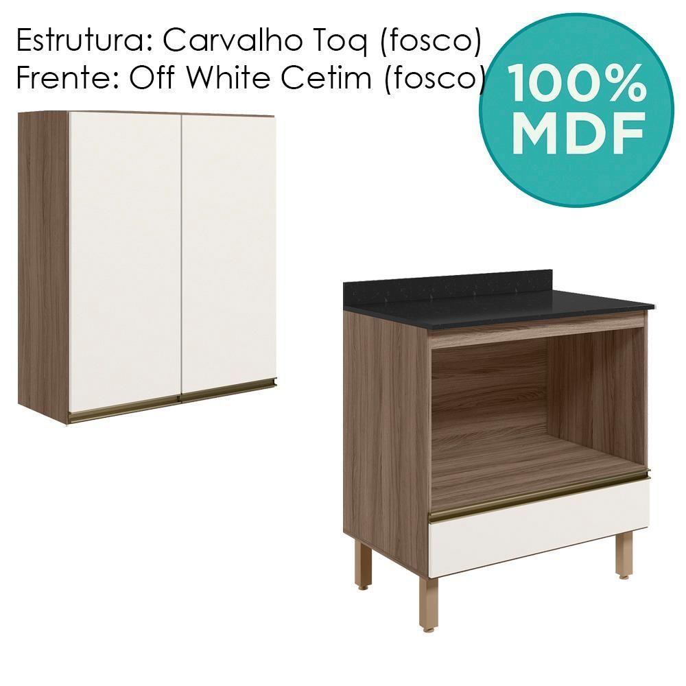 Armario Aereo Balcao Forno 80cm Mdf Kali Carvalho Toq Off White Cetim Nicioli - 6