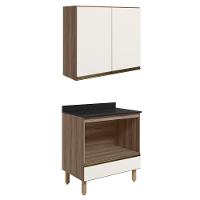 Armario Aereo Balcao Forno 80cm Mdf Kali Carvalho Toq Off White Cetim Nicioli - 1