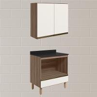 Armario Aereo Balcao Forno 80cm Mdf Kali Carvalho Toq Off White Cetim Nicioli - 3