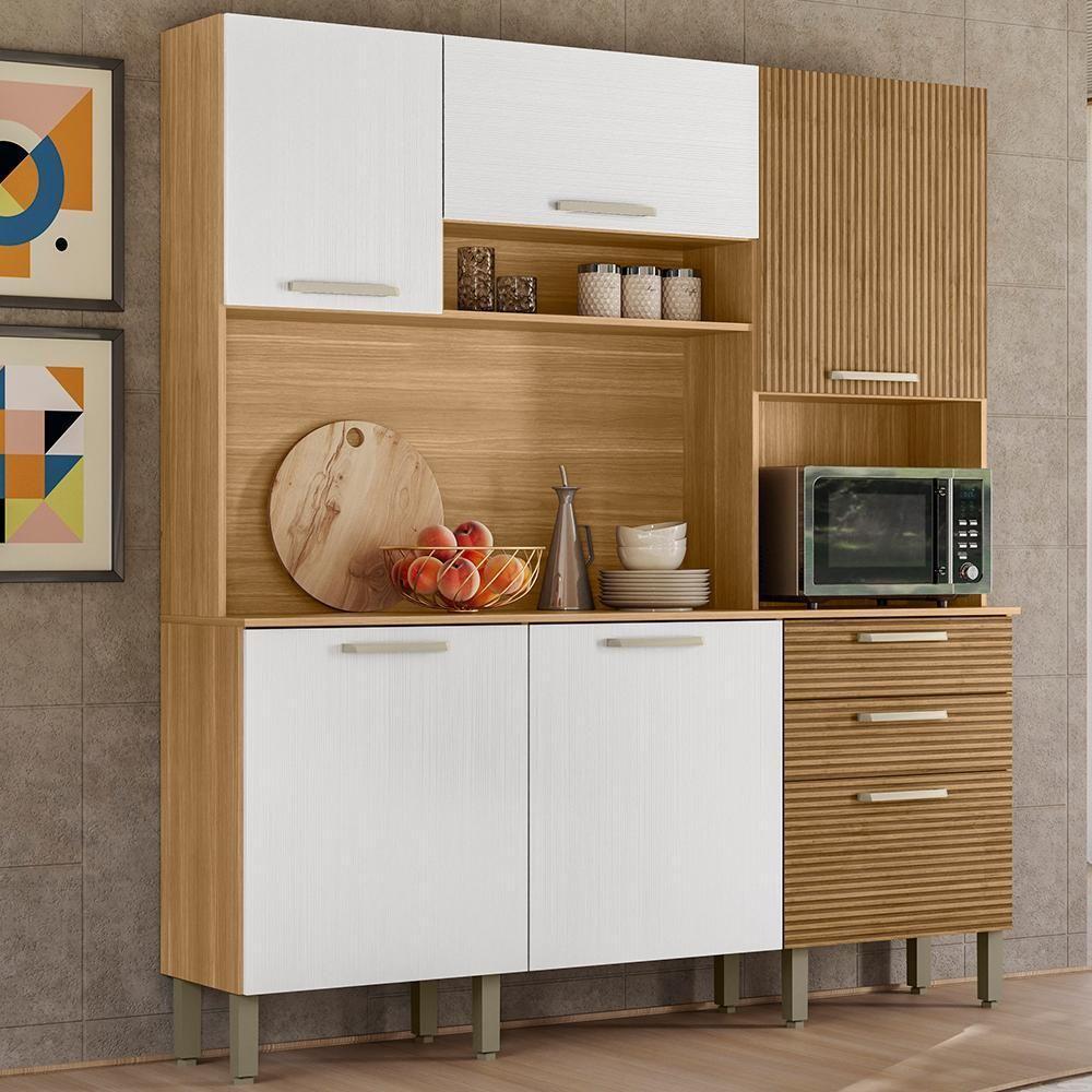 Cozinha Compacta 6p 2g 180 Cm Ferrara Freijo Supremo Cp Ripado Freijo Ktp Freijo Supremo Cp Ripadofreijo - 2