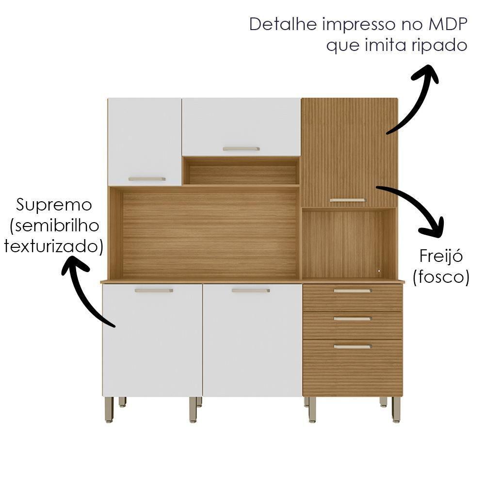 Cozinha Compacta 6p 2g 180 Cm Ferrara Freijo Supremo Cp Ripado Freijo Ktp Freijo Supremo Cp Ripadofreijo - 5